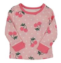Ružové bodkovaná é tričko s třešněmi Shein