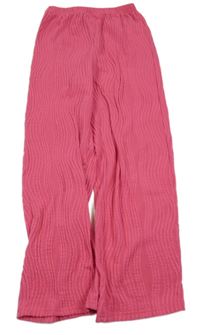 Tmavoružové vzorované teplákové nohavice Shein