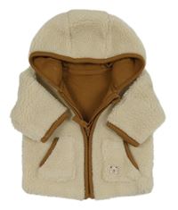 Béžová huňatá podšitá prepínaci mikina s kapucňou Nutmeg