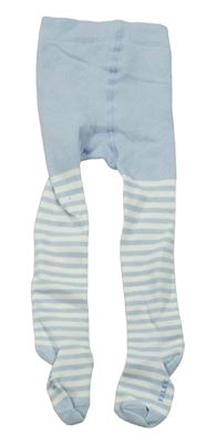 Světlemodro-bílé pruhované punčocháče