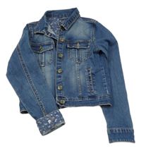 Modrá rifľová crop bunda Mango