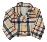 Meruňkovo-čierno-biele kockované oropínací bolerko