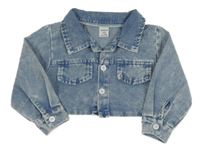 Modrá rifľová crop bunda Shein