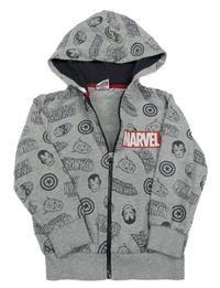 Sivá melírovaná prepínaci mikina s Avengers a kapucňou Marvel