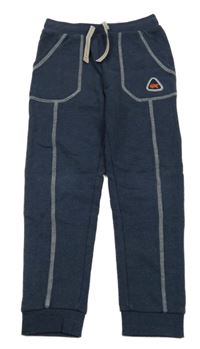 Tmavomodré melírované tepláky s nášivkou Kids