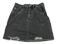 Antracitová rifľová sukňa s hviezdami a kamienkami River Island