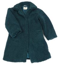 Tmavozelený huňatý podšitý kabát John Lewis