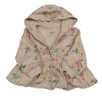 Pudrová květovaná propínací mikina s kapucí Next