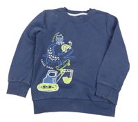 Tmavomodrá mikina s bágrom a zvířaty George