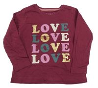 Vínové triko s nápisy Primark