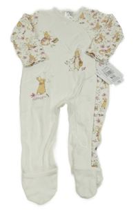 Nové - Smetanový overal s králíky a květy - Králíček Petr