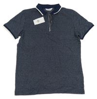 Nové - Tmavomodré vzorované polo tričko Primark