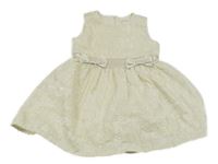 Béžové kvetované šaty s mašľami Shein