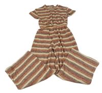 Farebný pruhovaný rebrovaný úpletový nohavicový overal Zara