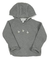 Šedý svetr s ovcemi a kapucí The Little White Company