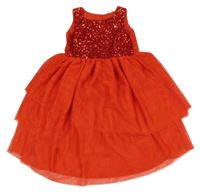 Červené flitrovo/tylové šaty H&M