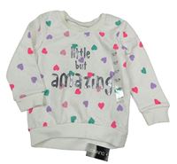 Nové - Smotanová mikina so srdiečkami a nápisom Dunnes