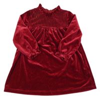 Červené zamatové šaty s žebrováním Shein