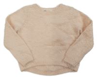 Svetloružový trblietavý chlpatý sveter H&M
