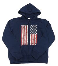 Tmavomodrá prepínaci mikina s vlajkou a kapucňou H&M