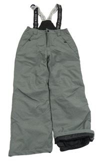 Šedé šusťákové funkční oteplovačky s kšandami Crane