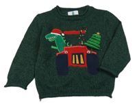 Tmavozelený pletený sveter s dinem George