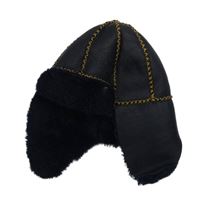 Tmavomodrá koženková zateplená beranice 