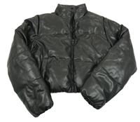 Černá koženková zimní crop bunda Primark