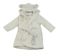 Smetanový plyšový župan s králíkem a kapucí Tu