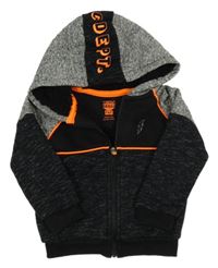 Černo-šedá zateplená propínací mikina s kapucí F&F