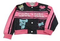 Čierno-ružová crop prepínaci mikina s nápisom