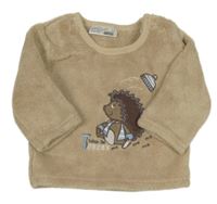 Oříšková chlpatá mikina s ježkom Ergee