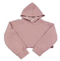 Ružová vzorovaná crop mikina s kapucňou shein