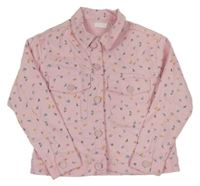 Nové - růžová květovaná riflová bunda dunnes