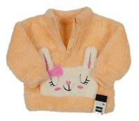 Nové - meruňková chlupatá mikina s králíkem dunnes