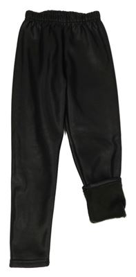 Čierne lesklé zateplené legíny shein