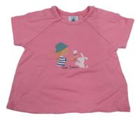 Růžové tričko s dívkou a pejskem 