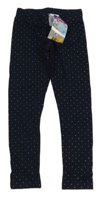 Nové - tmavomodré puntíkaté legíny 