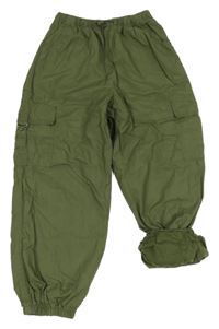 Khaki šusťákové podšité kalhoty s kapsami Next