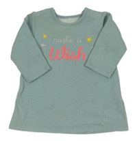 Svetlomodré trblietavé teplákové šaty s nápisom M&S