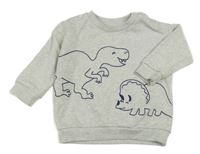 Svetlosivá melírovaná mikina s dinosaurami M&S