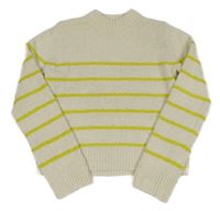 Smetanovo-zelený pruhovaný crop sveter H&M