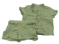 2set - Zelená žebrovaná košile + zelené kraťasy H&M