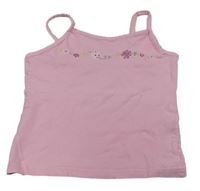 Ružový crop top s kvetmi TCM