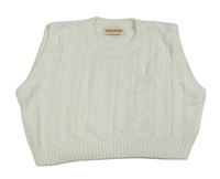 Biela vzorovaná svetrová crop vesta