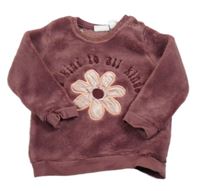 Fialová plyšová mikina s květem Lupilu