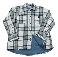 Bílo-tmavomodrá kostkovaná podšitá košilová bunda Mayoral