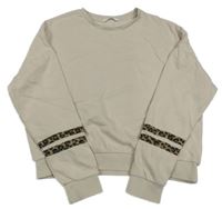 Béžová crop mikina s leopardími pruhy M&S