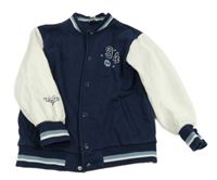 Tmavomodro-bílá baseballová mikina s čísly Topolino