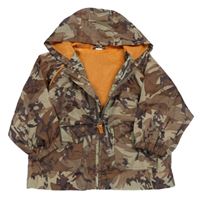 Hnědo-khaki army šušťáková jarná bunda s kapucňou